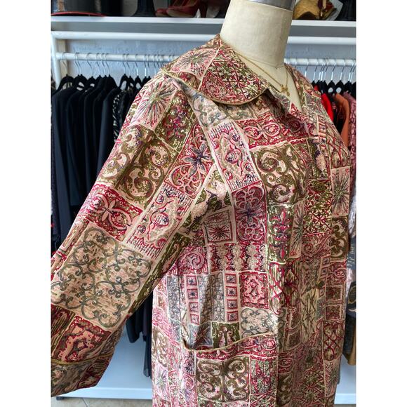 vintage 1950s atomic print smock, 50s housecoat robe loungewear, rockabilly 38 - Picture 6 of 10